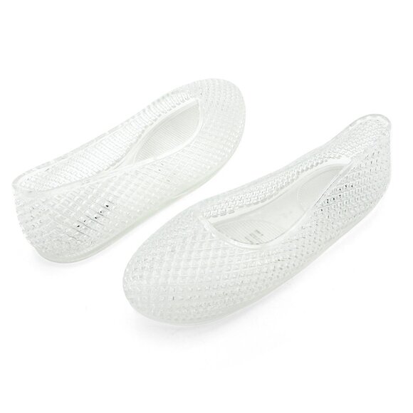 Lurneyt Women's CLEAR Glitter Jelly Flexible Ballet Flats Breathable Mesh Design - Picture 5 of 5